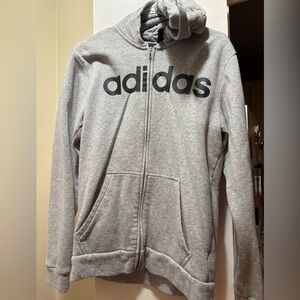 Adidas Light Gray Zip-Up Hoodie
